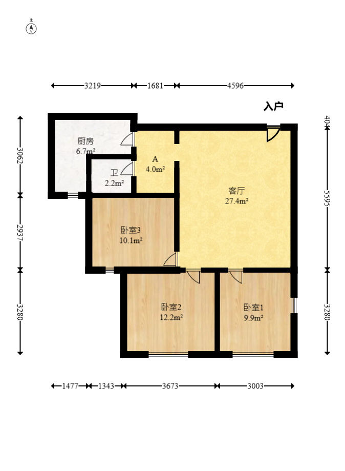 和庄  3室2厅1卫    72.8万室内图1