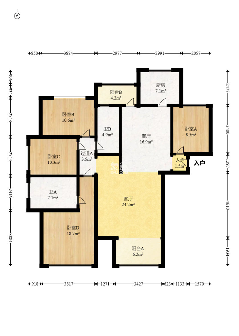 欧莱雅郡  4室2厅2卫    80.0万