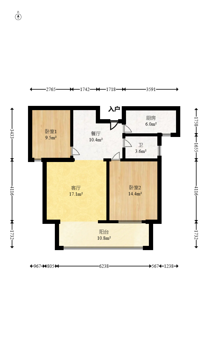 乾源国际 2室2厅1卫 59.97万 乾源国际 2室2厅1卫 59.97万户型图