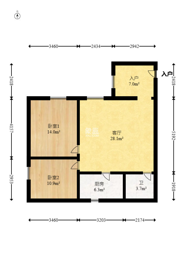 巧克力空間（建鴻達(dá)現(xiàn)代大廈）  2室2廳1衛(wèi)   72.00萬