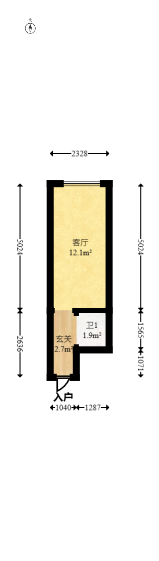 叠彩兰亭  1室1厅1卫   15.80万室内图1