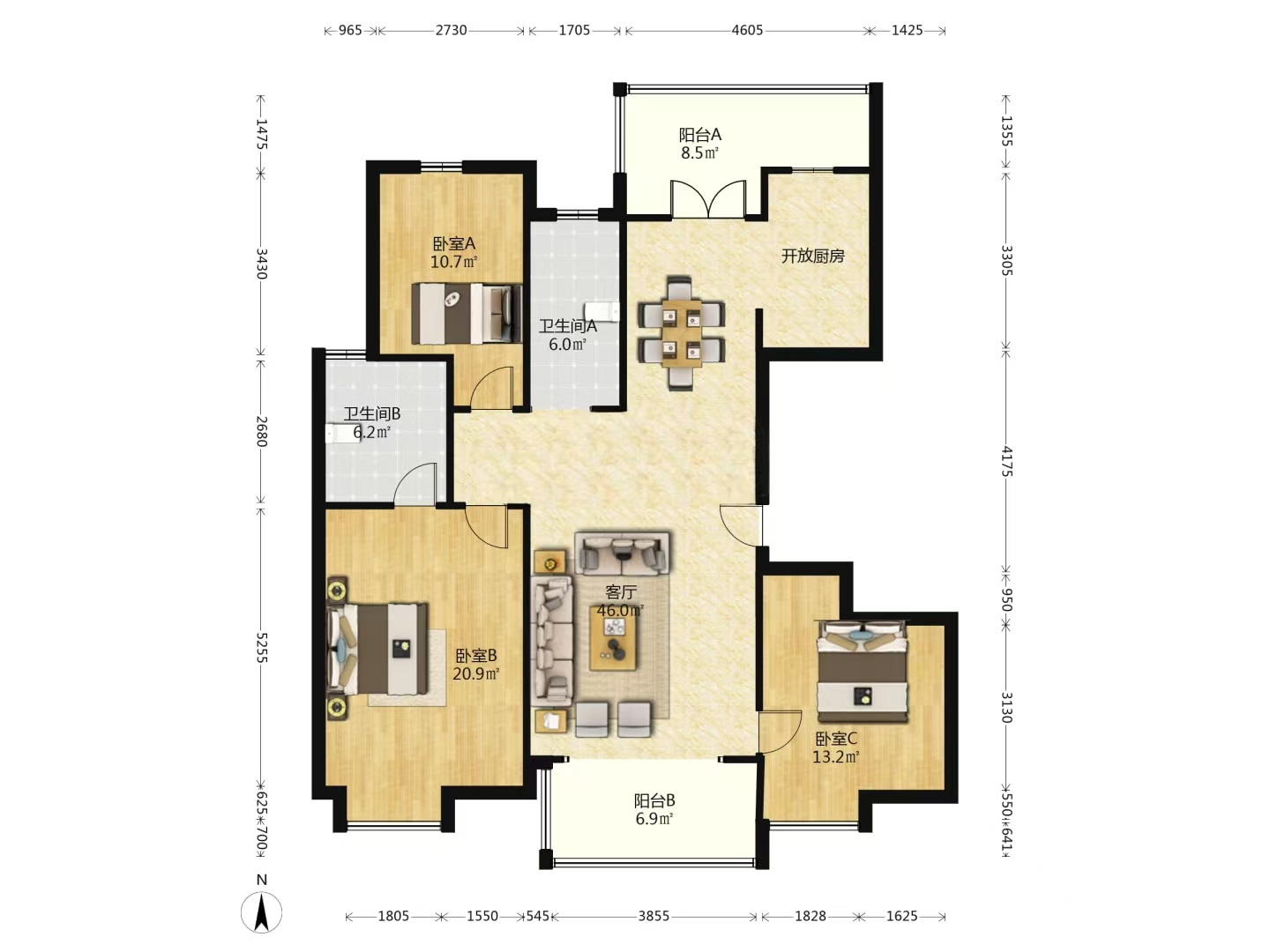 荷塘星城 3室2厅2卫 68.0万 荷塘星城 3室2厅2卫 68.0万室内图