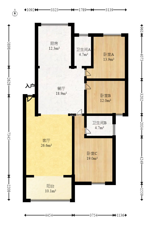 南郡明珠  3室2厅2卫   60.00万