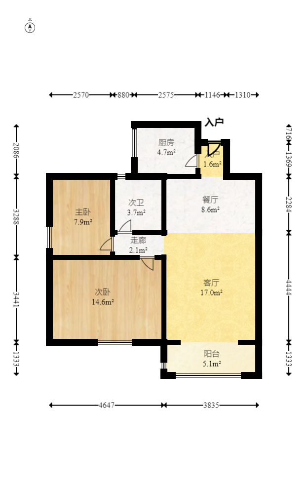 维多利亚花园 2室2厅1卫 101.0万 维多利亚花园 2室2厅1卫 101.0万户型图
