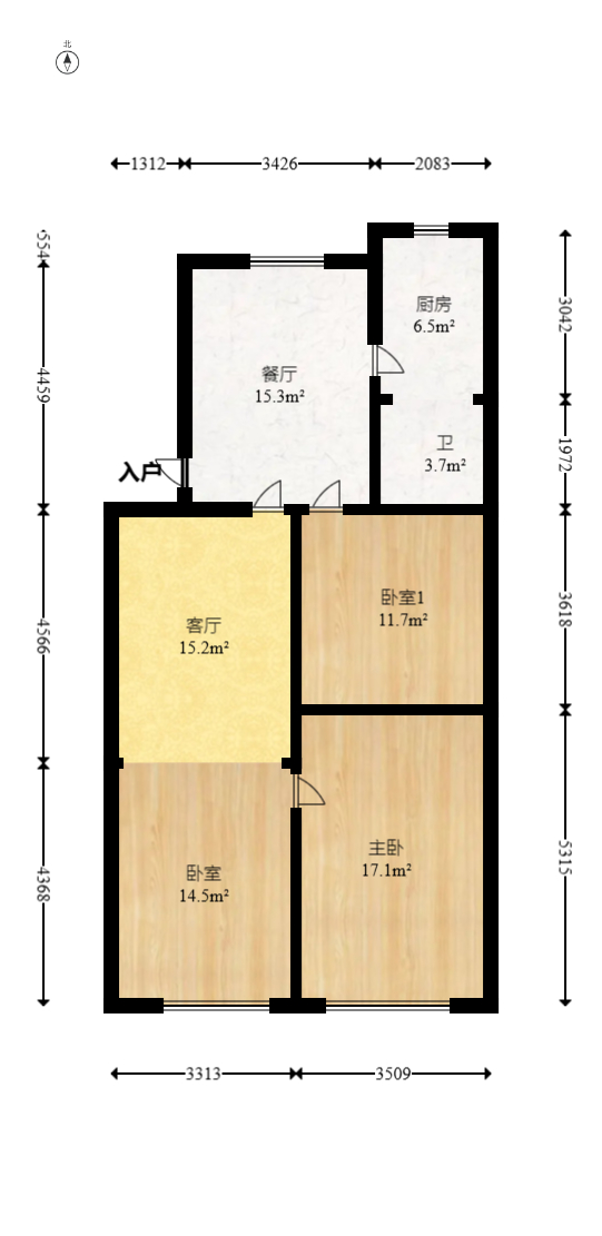 邮电新村  3室2厅1卫   65.00万室内图1