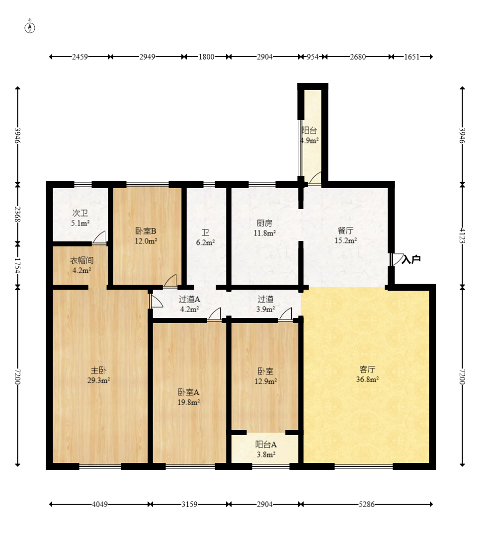 筑梦园 4室2厅1卫 108.0万 筑梦园 4室2厅1卫 108.0万户型图