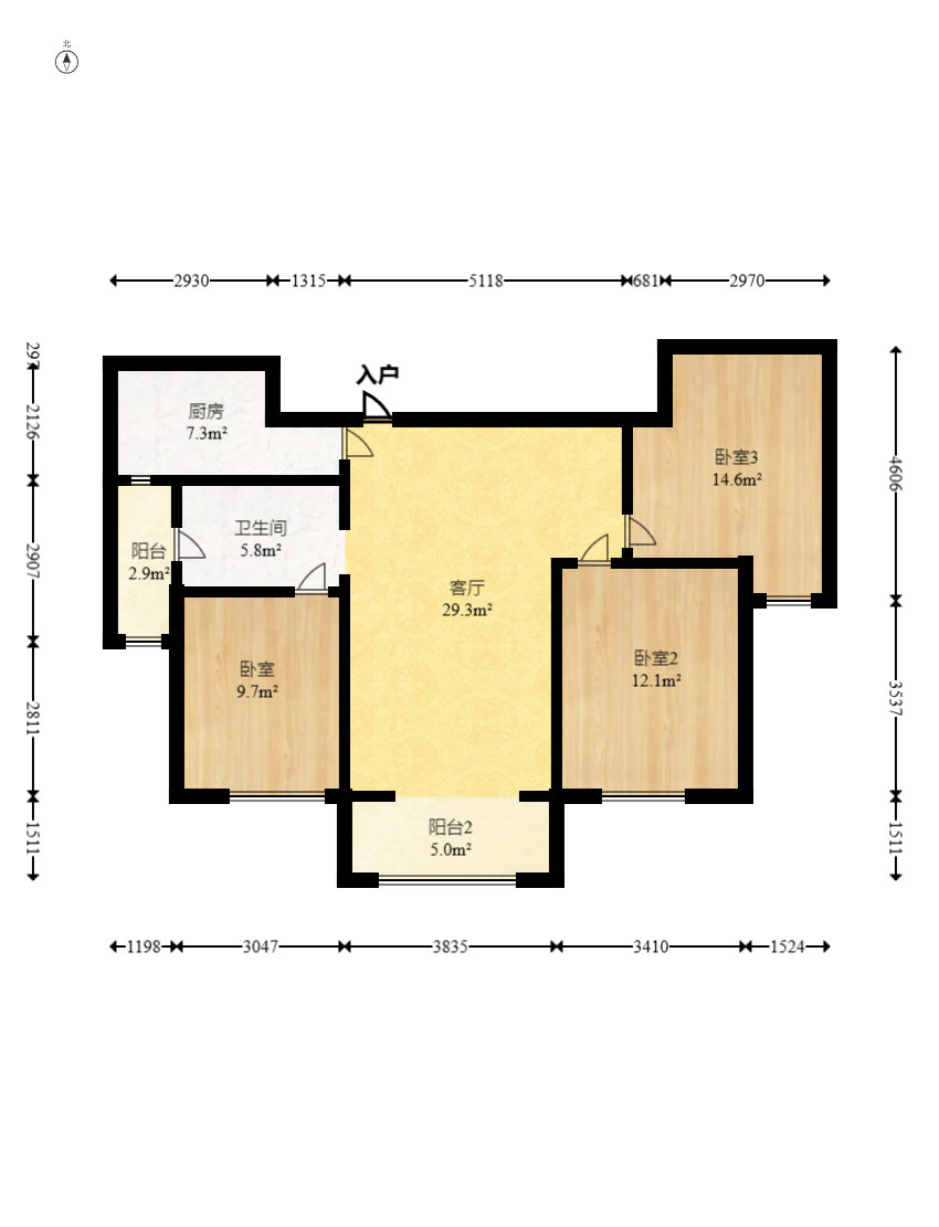 紫御江山  3室2厅1卫    73.0万 紫御江山  3室2厅1卫    73.0万户型图