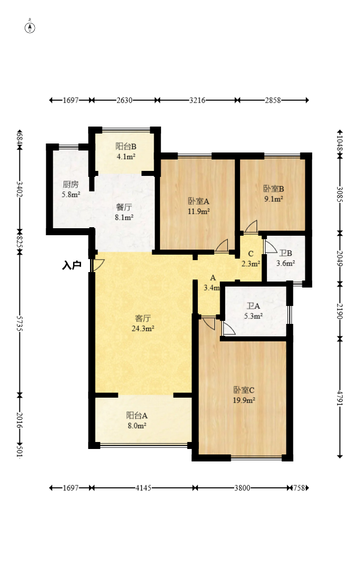 绿洲花园  3室2厅2卫    115.0万 绿洲花园  3室2厅2卫    115.0万户型图