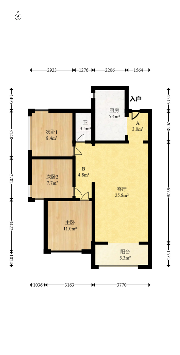 中建悦和城  3室2厅1卫   91.00万室内图1