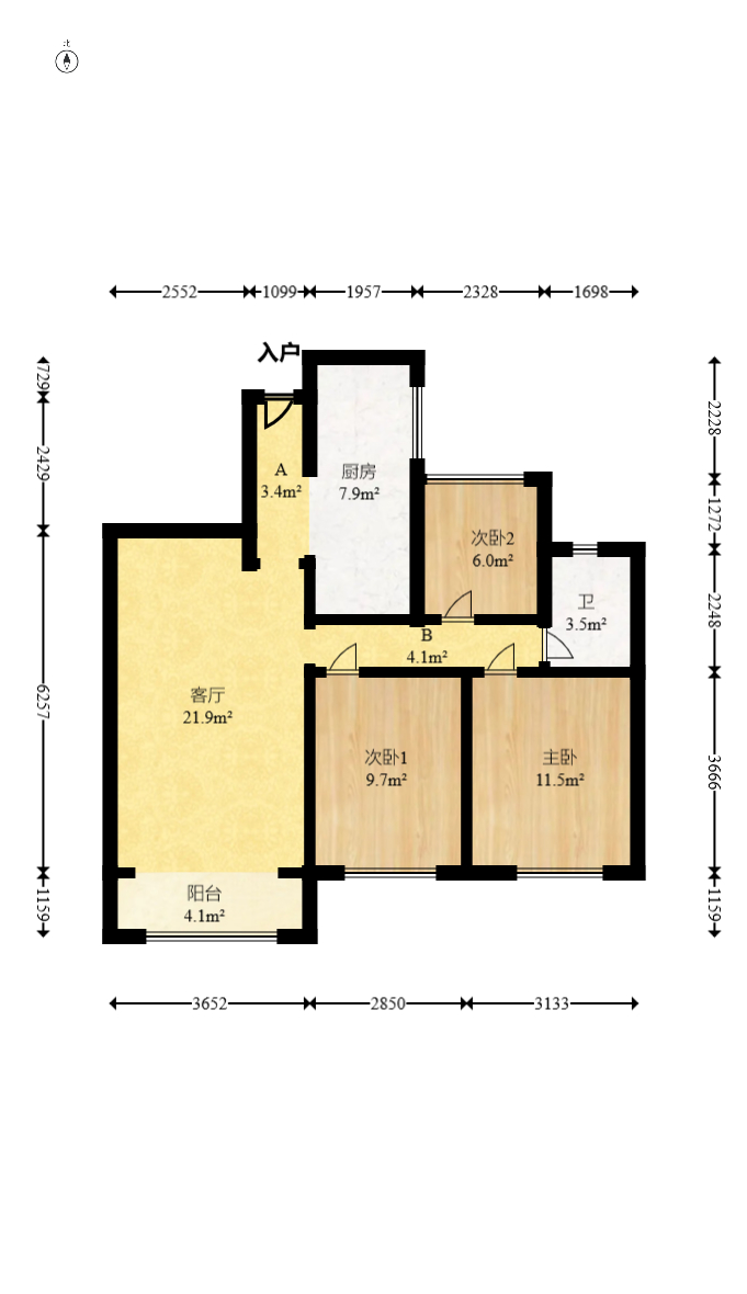 星湖湾二期高层 3室2厅1卫 68.8万 星湖湾二期高层 3室2厅1卫 68.8万户型图