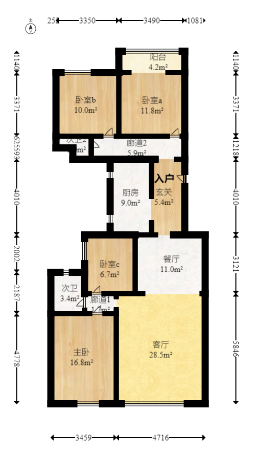 润芳园  4室2厅2卫   125.70万室内图1