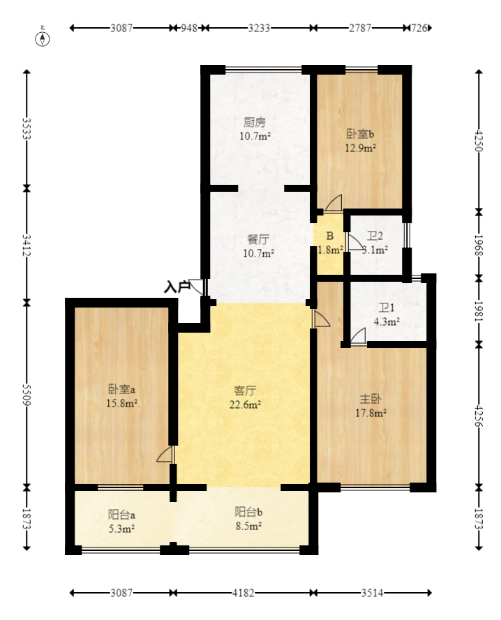 澳海月亮湾 3室2厅2卫 90.0万 澳海月亮湾 3室2厅2卫 90.0万户型图