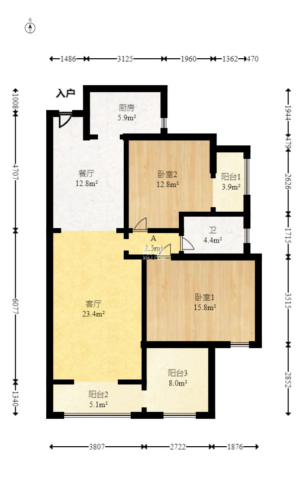 慢步江湾  2室2厅1卫   120.00万