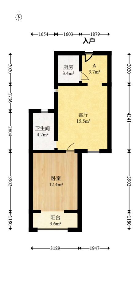 怡海星城  1室1厅1卫   32.80万室内图1