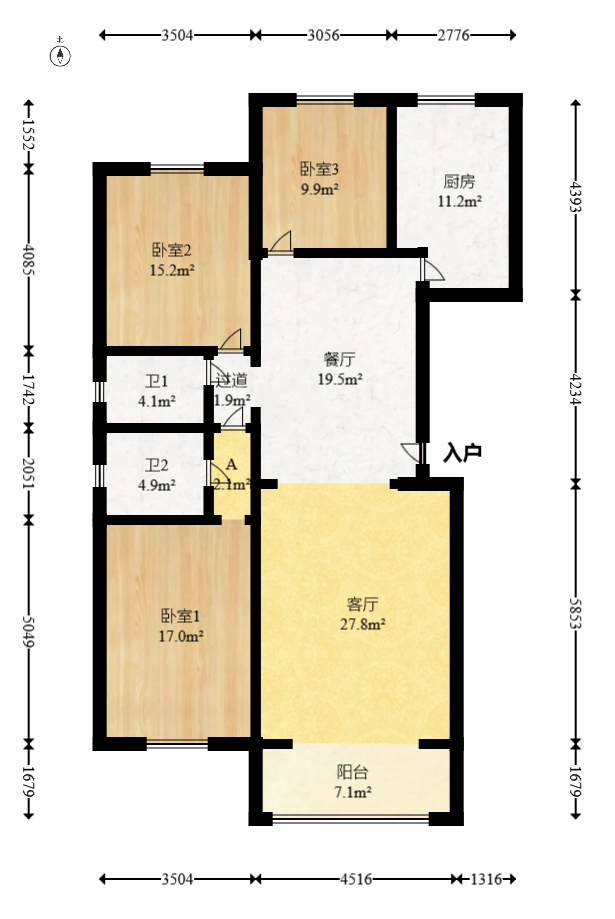 锦湘国际星城二期(锦雅苑) 3室2厅2卫 98.0万 锦湘国际星城二期(锦雅苑) 3室2厅2卫 98.0万户型图