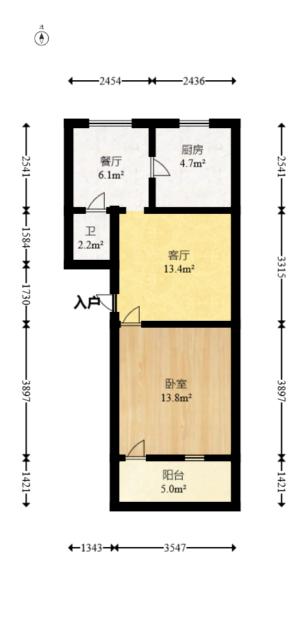 德政园  1室1厅1卫   35.00万室内图1