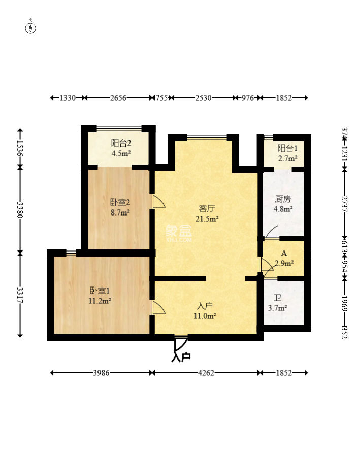 建安新商汇  2室2厅1卫   88.00万