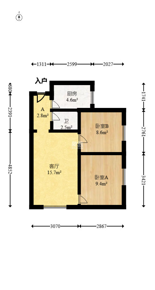 谋房博客(博客天街)  2室1厅1卫   62.80万