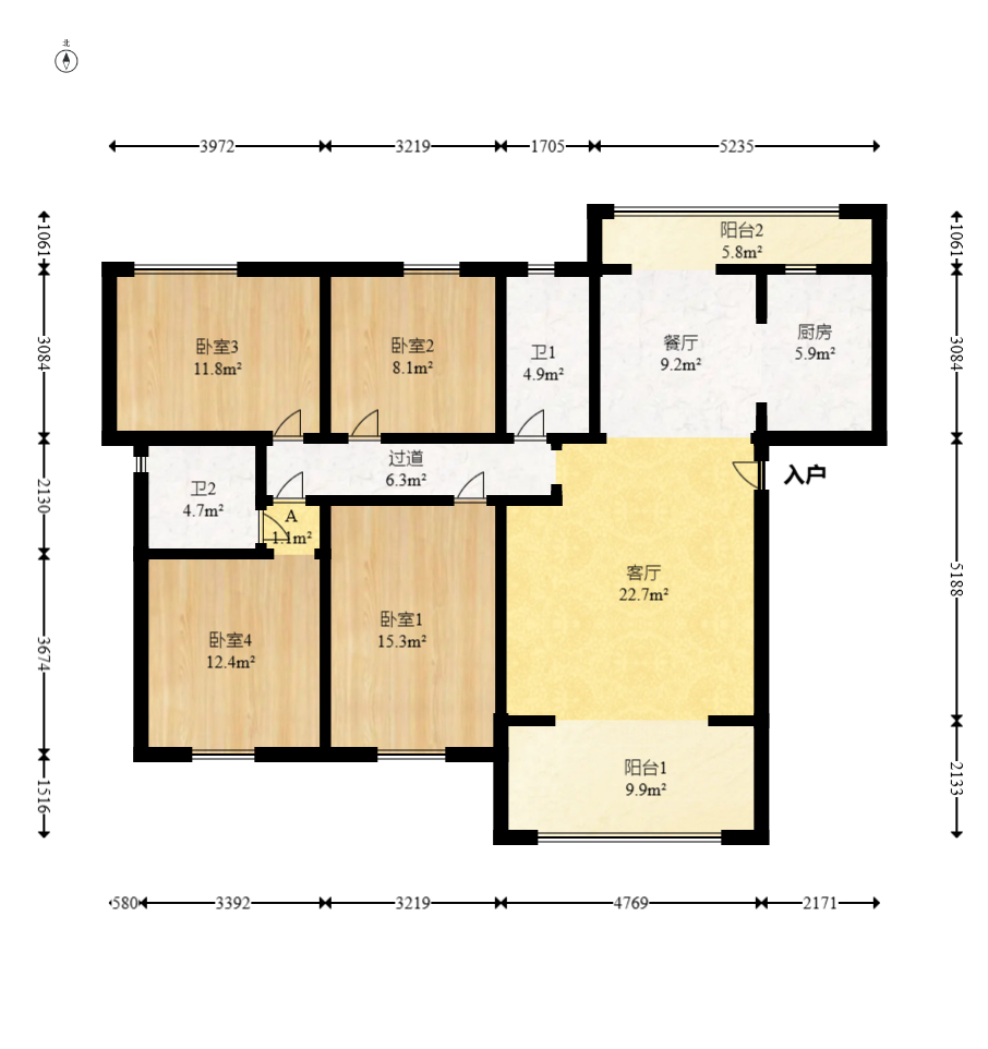 万润滨江天著  4室2厅2卫    180.0万 万润滨江天著  4室2厅2卫    180.0万户型图