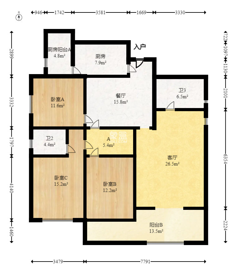 香樟鑫都  3室2廳2衛(wèi)   128.00萬(wàn)