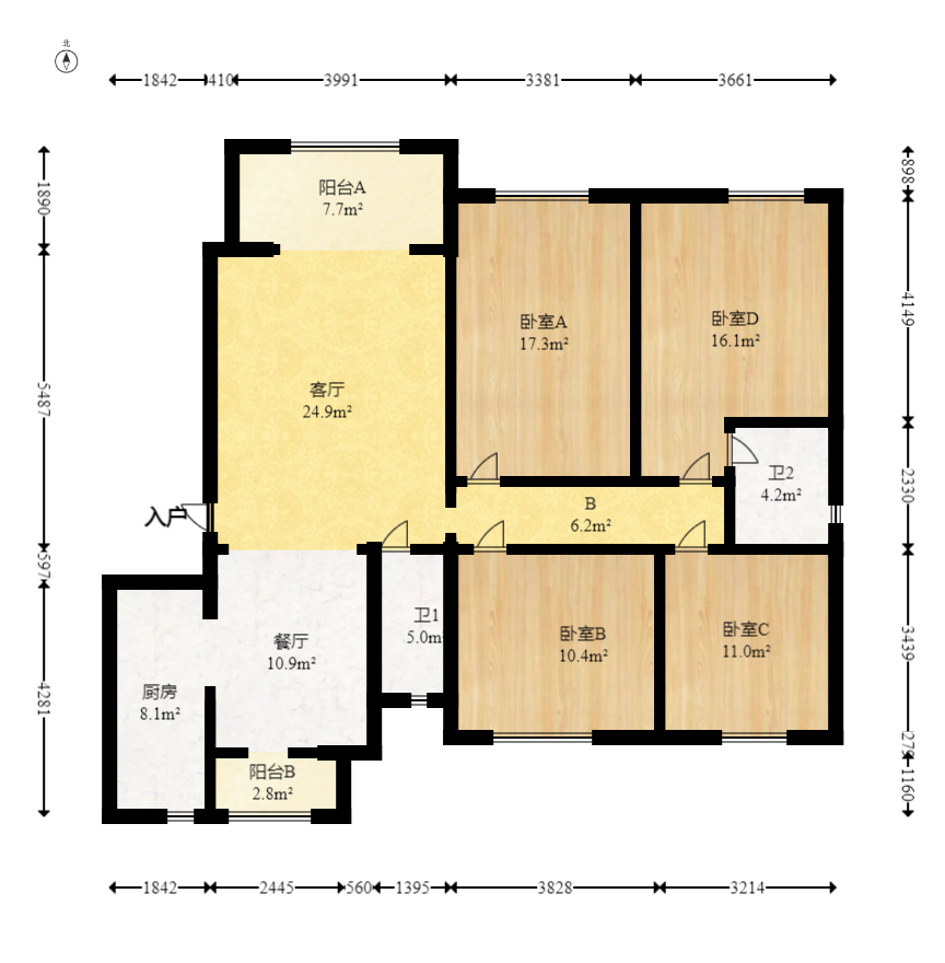 明昇壹城(明昇时代广场)二期  4室2厅2卫    208.0万 明昇壹城(明昇时代广场)二期  4室2厅2卫    208.0万户型图