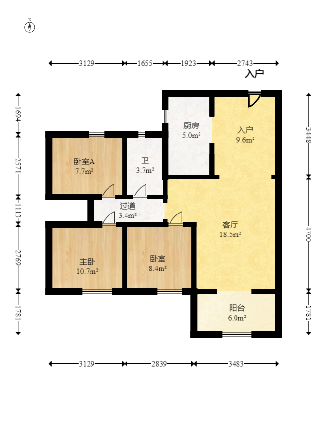 MOMA当代广场  3室2厅1卫   63.80万室内图1