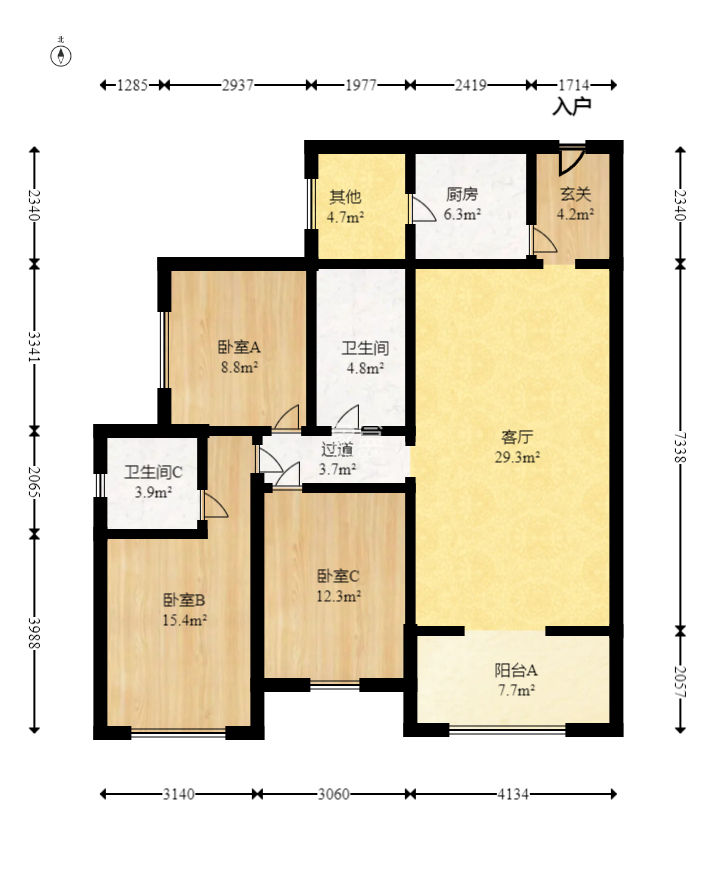 大鸿杰座  3室2厅2卫   158.00万
