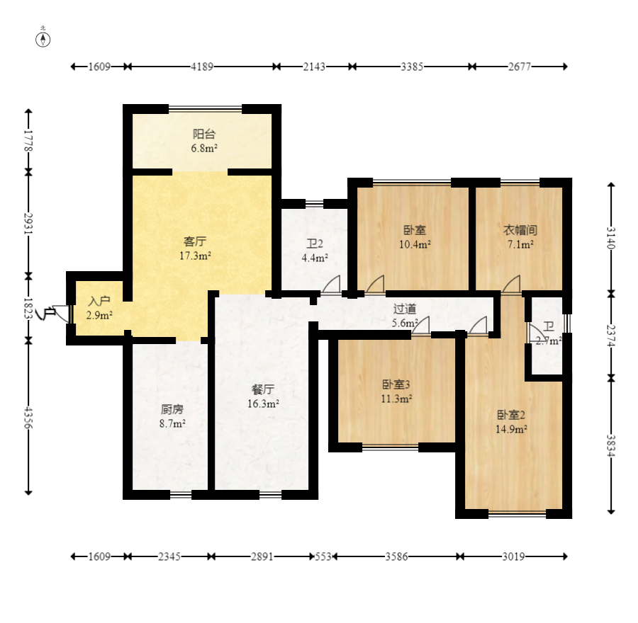 长房云时代  4室2厅2卫   160.00万室内图1