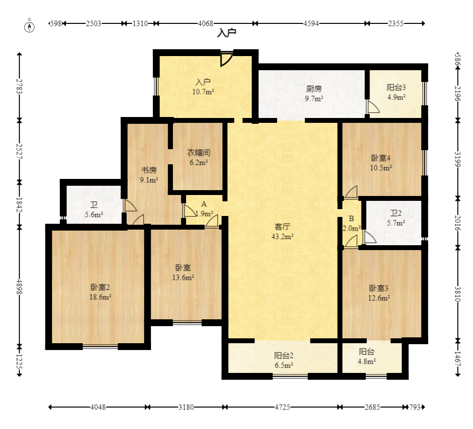 枫雅名苑  5室2厅2卫   249.80万室内图1