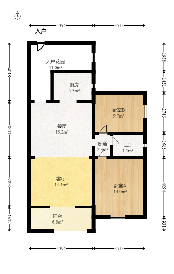 江山帝景雅典  2室2厅1卫   88.00万室内图1