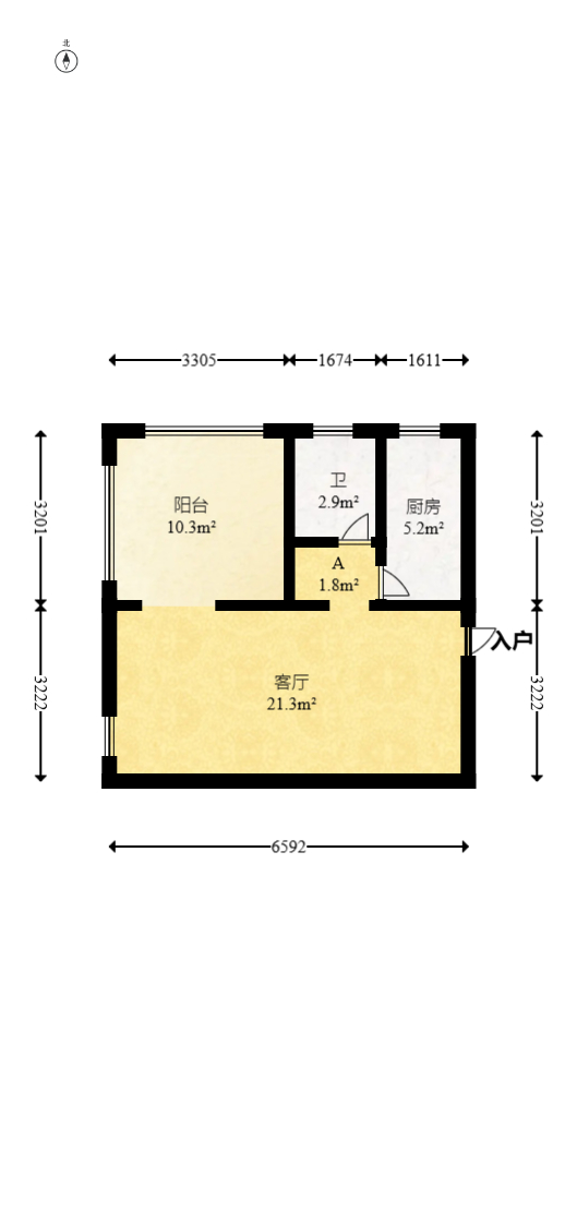 上海城小区  1室1厅1卫    32.5万室内图1