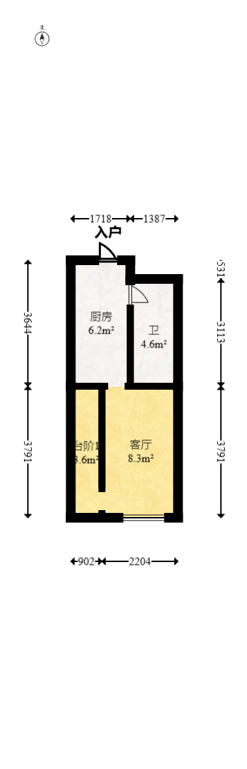 华润翡翠府  1室1厅1卫   38.00万室内图1