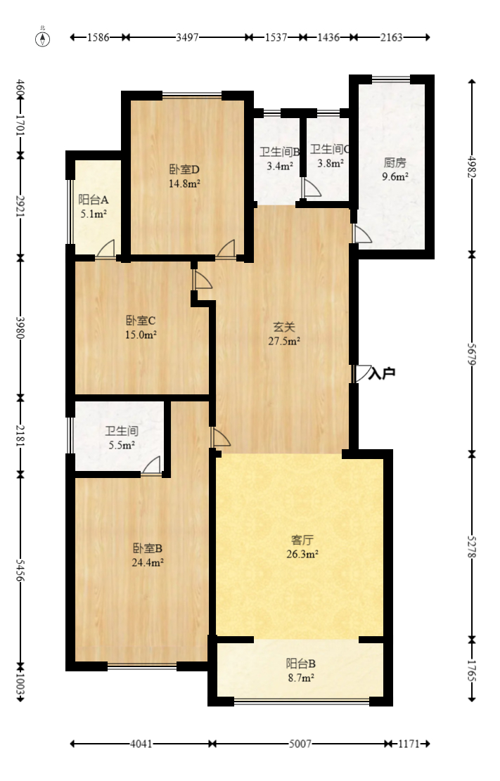建鸿达华都（华都小户型及大华写字楼）  3室2厅1卫   282.80万室内图1