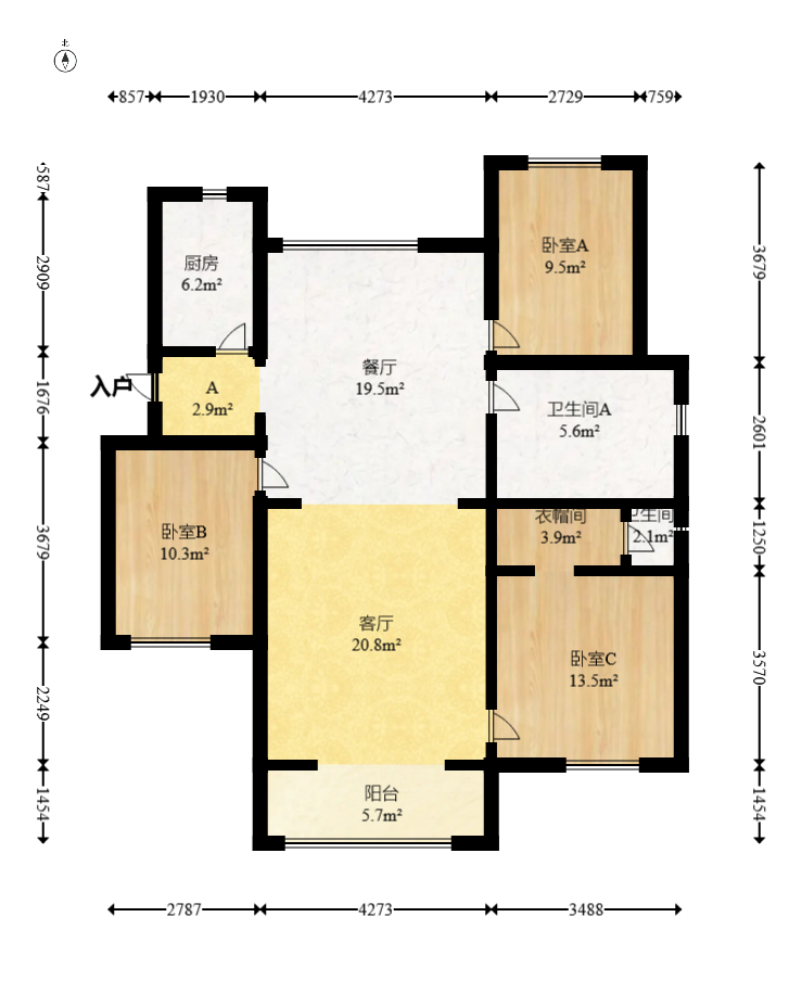 绿地新都会  4室2厅2卫   115.00万室内图1