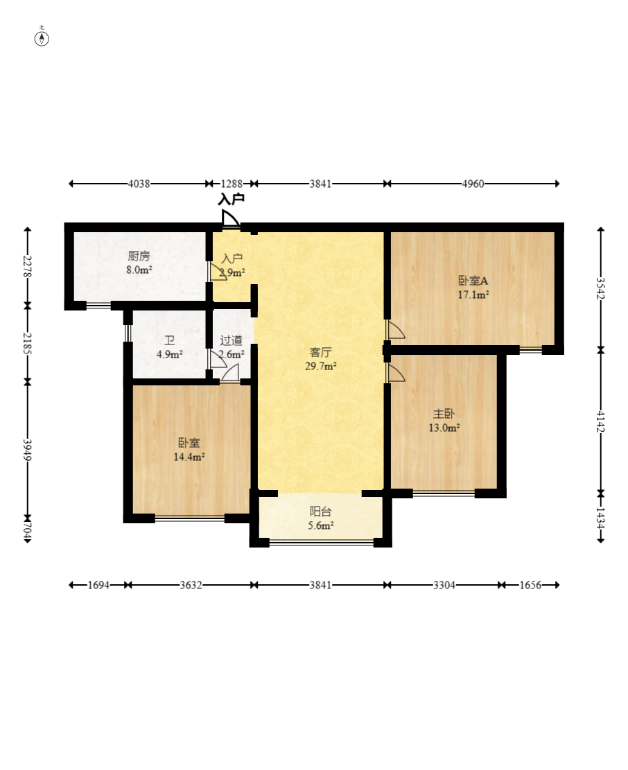 运达锦绣广场  3室2厅2卫    108.0万 运达锦绣广场  3室2厅2卫    108.0万户型图