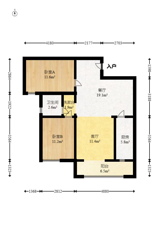 金房奥斯卡  2室2厅1卫   78.00万室内图1