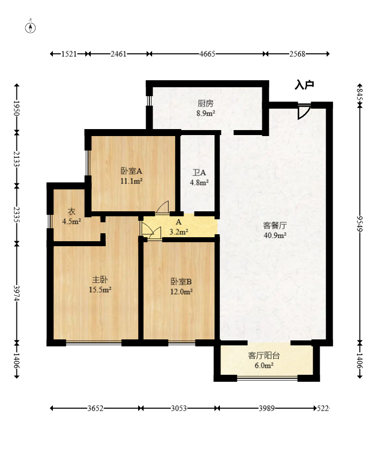 星蓝湾  3室2厅1卫   130.00万室内图1