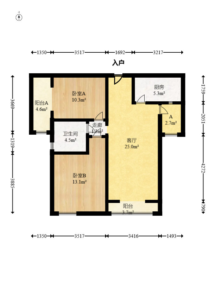 中建芙蓉嘉苑  2室2厅1卫   85.00万室内图1