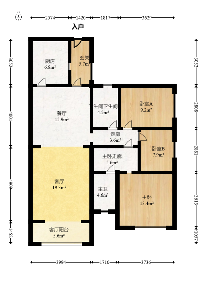 中建芙蓉嘉苑  3室2厅1卫   108.00万室内图1