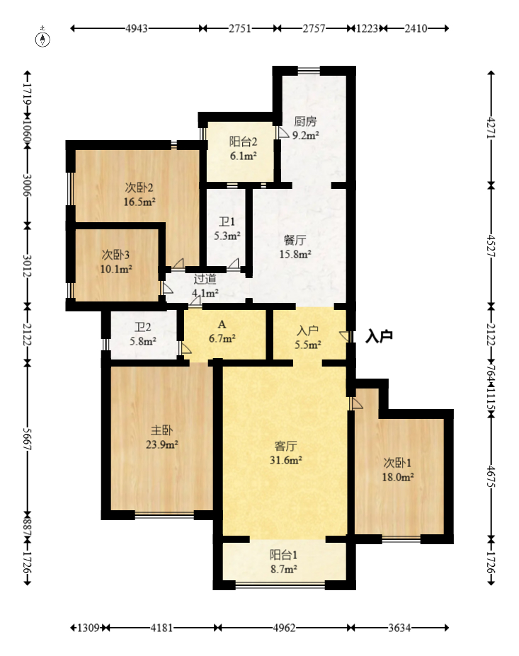 恒大御景半岛锦绣苑 4室2厅2卫 230.0万 恒大御景半岛锦绣苑 4室2厅2卫 230.0万户型图