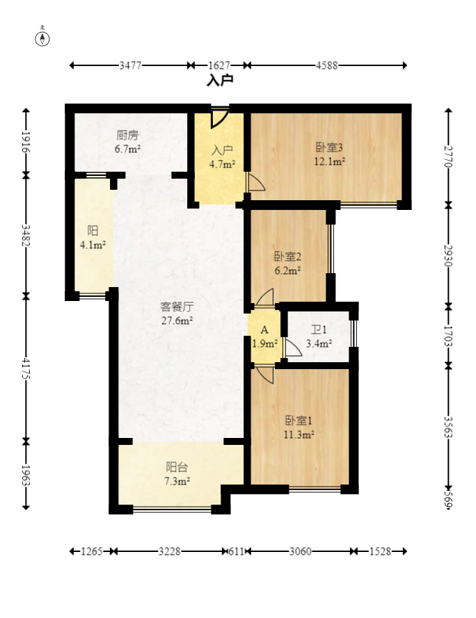 长房东旭国际  3室2厅2卫    98.0万 长房东旭国际  3室2厅2卫    98.0万户型图