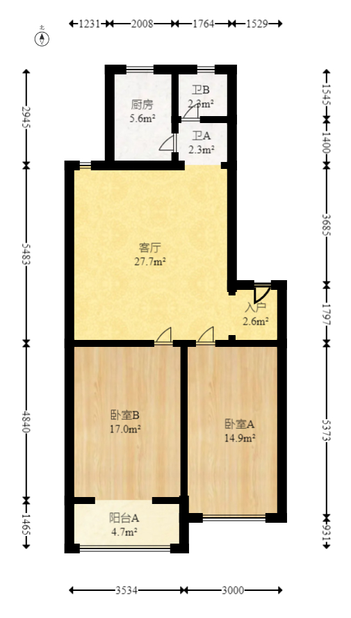 莲湖汽配城  2室2厅1卫    48.88万室内图1