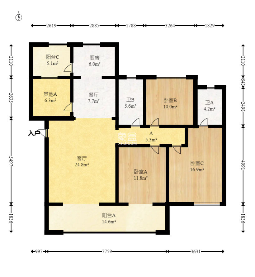 润和翰文府  4室2厅2卫   135.00万