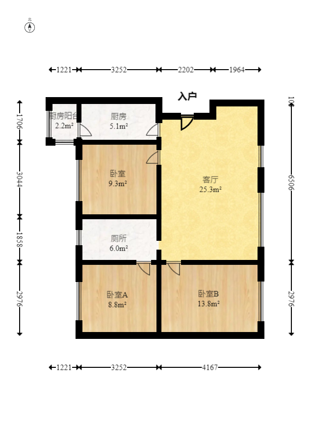 COCO蜜城  3室2厅1卫   89.00万室内图1