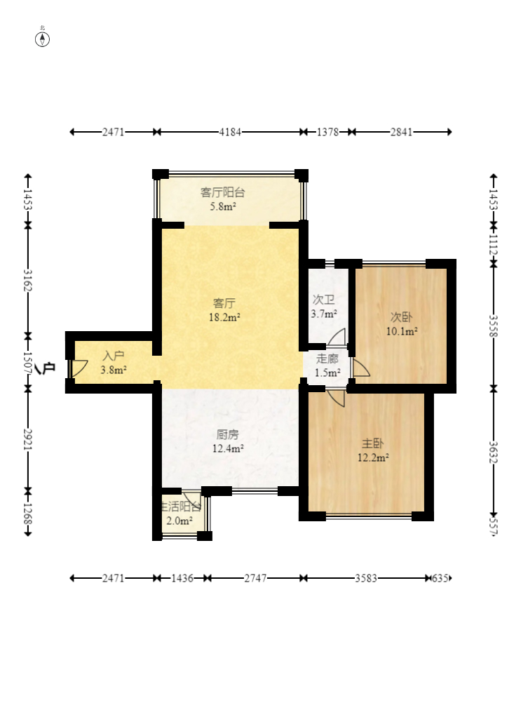 锦地翰城二期  2室2厅1卫    125.0万 锦地翰城二期  2室2厅1卫    125.0万户型图