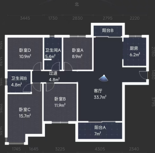 中建江湾壹号 4室2厅2卫 83.0万 中建江湾壹号 4室2厅2卫 83.0万室内图
