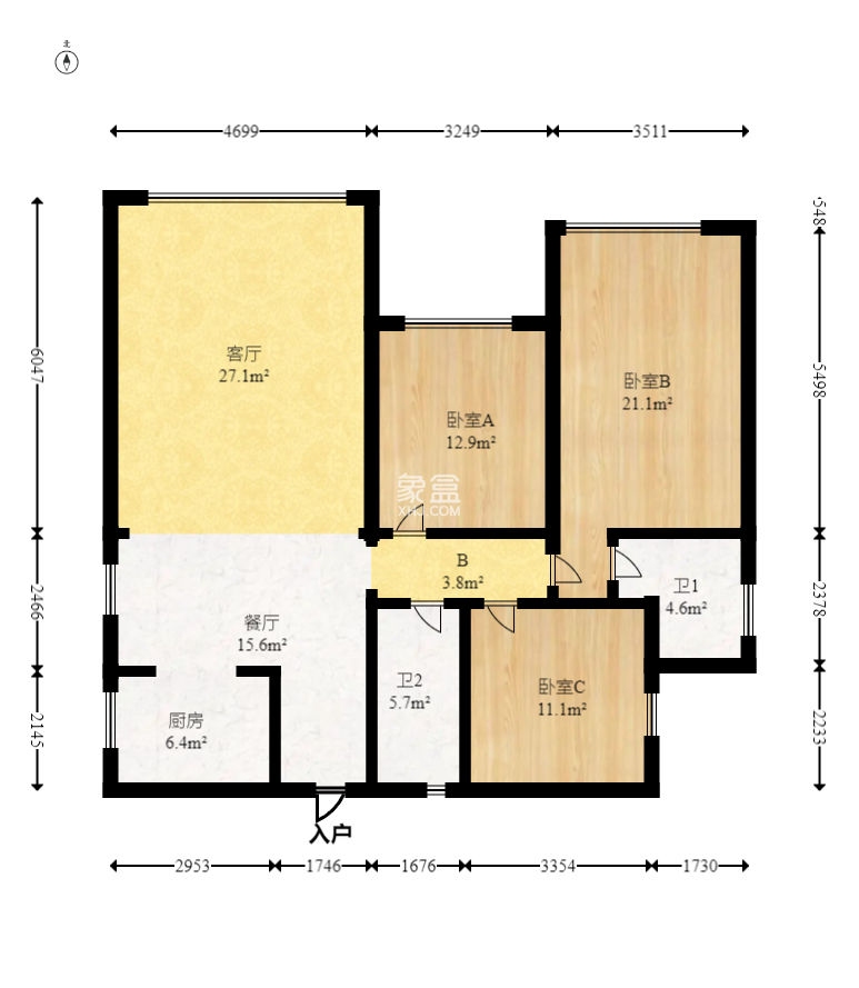 湘安嘉園（湖南安裝寫字樓）  3室2廳2衛(wèi)   135.00萬(wàn)