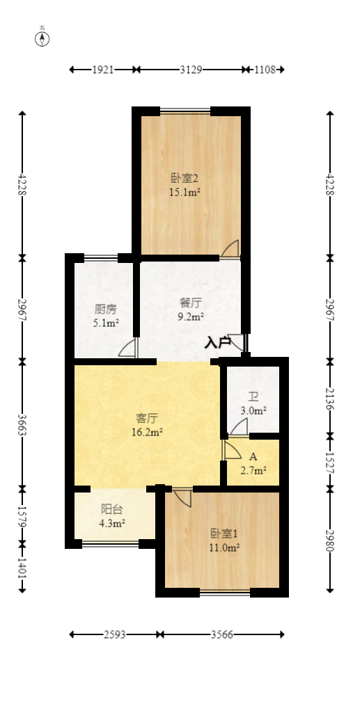 德政园  2室2厅1卫   45.80万室内图1