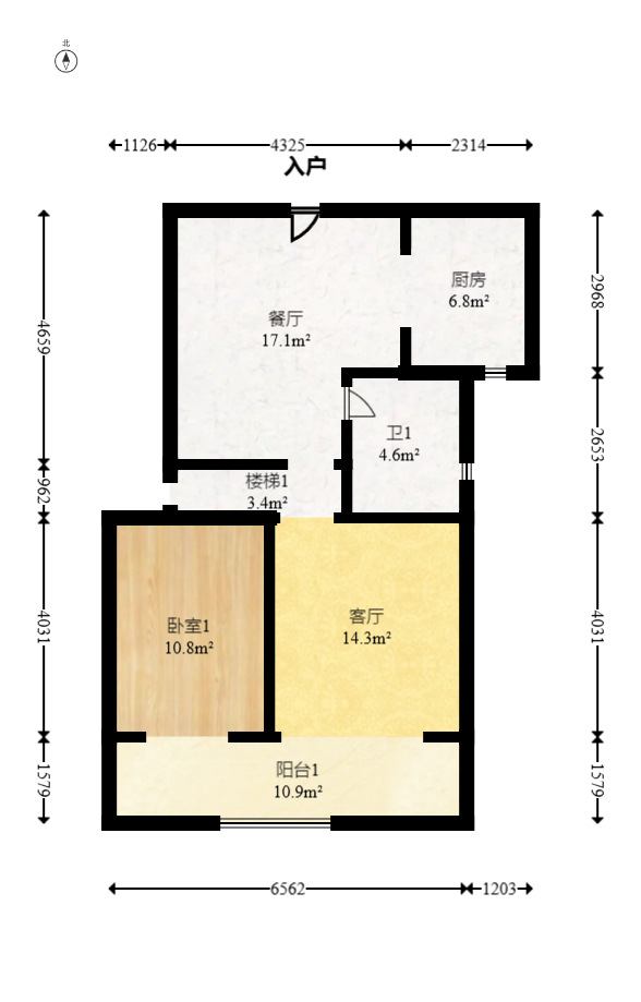 明昇壹城(明昇时代广场)二期 3室1厅1卫 125.0万 明昇壹城(明昇时代广场)二期 3室1厅1卫 125.0万户型图