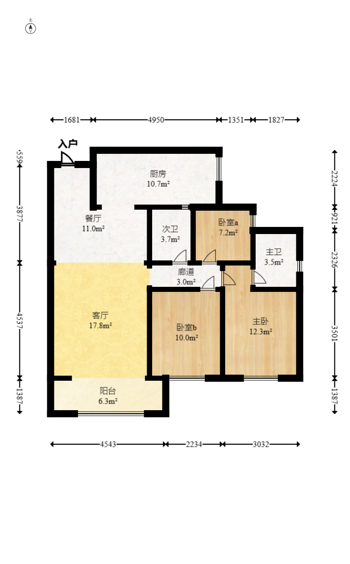 中国铁建梅溪青秀三期  3室2厅2卫   165.00万室内图1